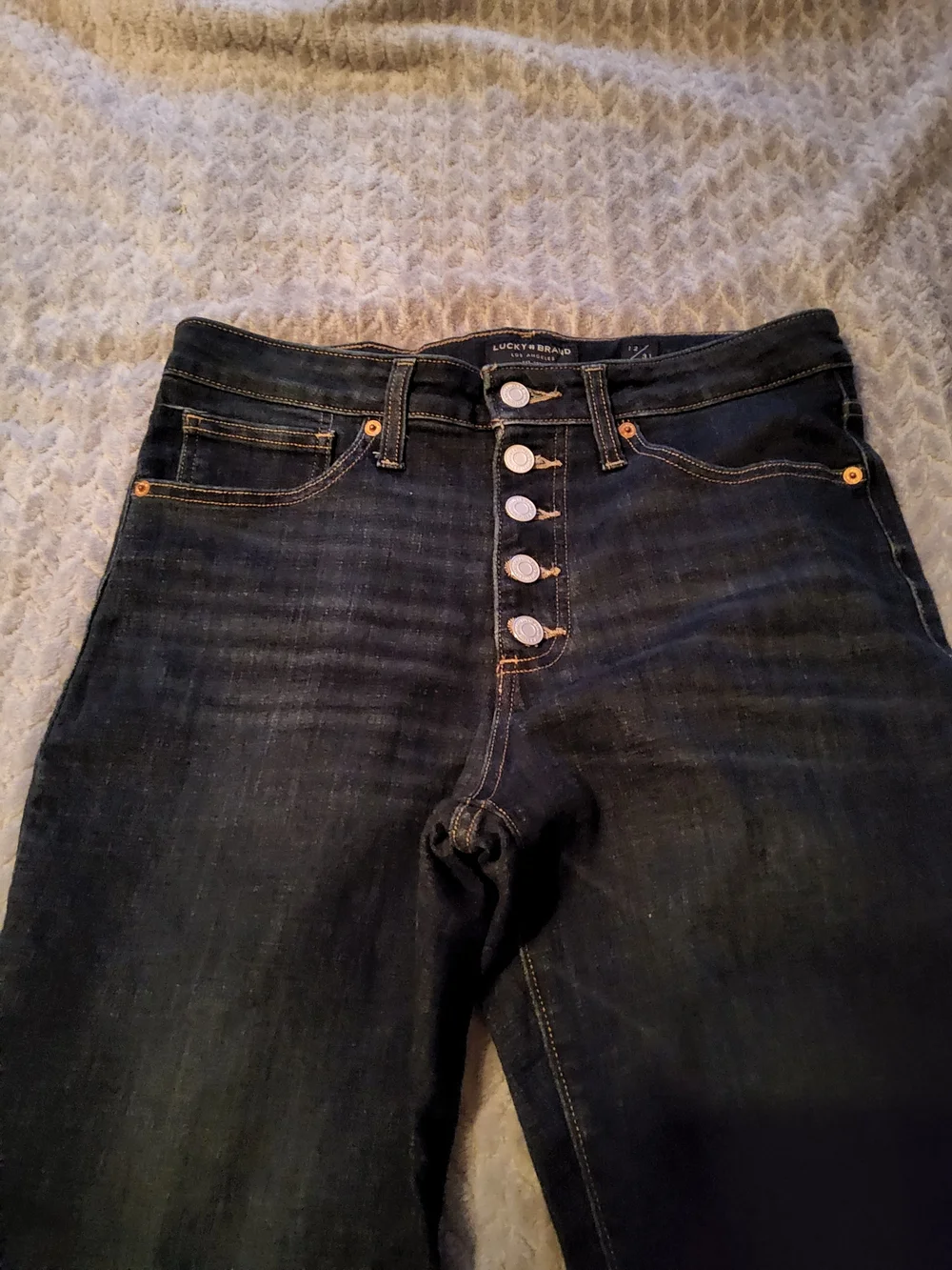 Lucky Brand High-Rise Button-Fly Skinny Jeans - Dark Blue Wash